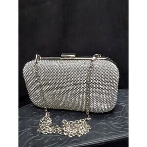 Ladies Evening Cluth by Lulu Townsend Silver with Rhinestone mesh